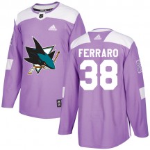 Youth Adidas San Jose Sharks Mario Ferraro Purple Hockey Fights Cancer Jersey - Authentic