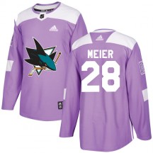Youth Adidas San Jose Sharks Timo Meier Purple Hockey Fights Cancer Jersey - Authentic
