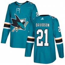 Youth Adidas San Jose Sharks Brandon Davidson Teal ized Home Jersey - Authentic