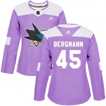 Women's Adidas San Jose Sharks Lean Bergmann Purple Hockey Fights Cancer Jersey - Authentic