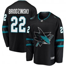 Men's Fanatics Branded San Jose Sharks Jonny Brodzinski Black Alternate Jersey - Breakaway