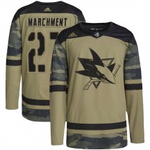 Youth Adidas San Jose Sharks Bryan Marchment Camo Military Appreciation Practice Jersey - Authentic
