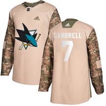 Youth Adidas San Jose Sharks Dylan Gambrell Camo Veterans Day Practice Jersey - Authentic