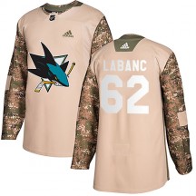 Youth Adidas San Jose Sharks Kevin Labanc Camo Veterans Day Practice Jersey - Authentic
