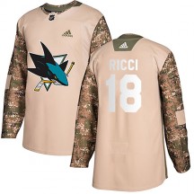 Youth Adidas San Jose Sharks Mike Ricci Camo Veterans Day Practice Jersey - Authentic