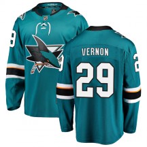 Youth Fanatics Branded San Jose Sharks Mike Vernon Teal Home Jersey - Breakaway