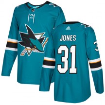 Men's Adidas San Jose Sharks Martin Jones Teal Jersey - Authentic