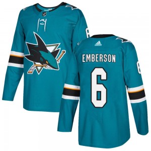 Men's Adidas San Jose Sharks Ty Emberson Teal Home Jersey - Authentic