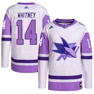 Men's Adidas San Jose Sharks Ray Whitney White/Purple Hockey Fights Cancer Primegreen Jersey - Authentic