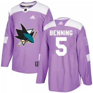 Youth Adidas San Jose Sharks Matt Benning Purple Hockey Fights Cancer Jersey - Authentic