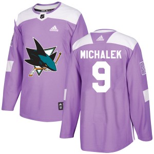 Youth Adidas San Jose Sharks Milan Michalek Purple Hockey Fights Cancer Jersey - Authentic