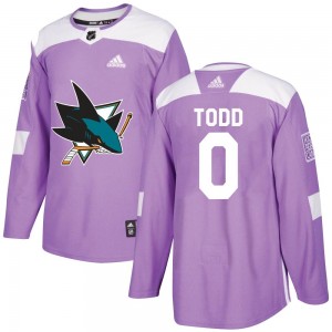 Youth Adidas San Jose Sharks Nathan Todd Purple Hockey Fights Cancer Jersey - Authentic
