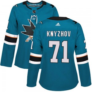 Women's Adidas San Jose Sharks Nikolai Knyzhov Teal Home Jersey - Authentic