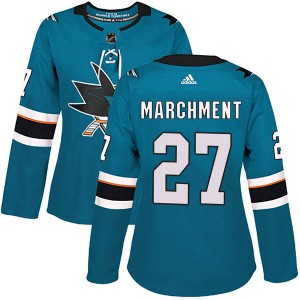 Women's Adidas San Jose Sharks Bryan Marchment Teal Home Jersey - Authentic