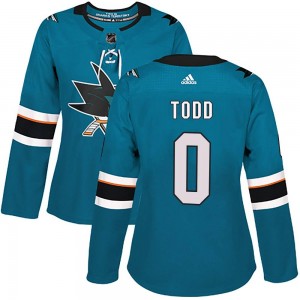 Women's Adidas San Jose Sharks Nathan Todd Teal Home Jersey - Authentic