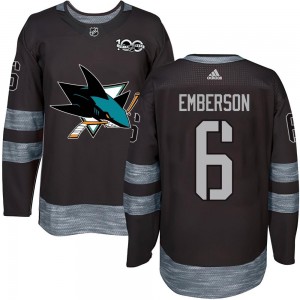 Men's San Jose Sharks Ty Emberson Black 1917-2017 100th Anniversary Jersey - Authentic