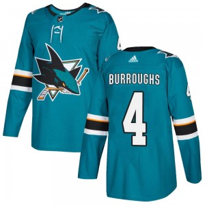 Youth Adidas San Jose Sharks Kyle Burroughs Teal Home Jersey - Authentic