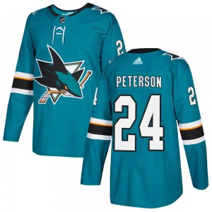 Youth Adidas San Jose Sharks Jacob Peterson Teal Home Jersey - Authentic