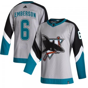 Youth Adidas San Jose Sharks Ty Emberson Gray 2020/21 Reverse Retro Jersey - Authentic