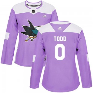 Women's Adidas San Jose Sharks Nathan Todd Purple Hockey Fights Cancer Jersey - Authentic
