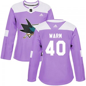 Women's Adidas San Jose Sharks Beck Warm Purple Hockey Fights Cancer Jersey - Authentic