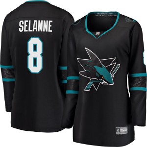 Women's Fanatics Branded San Jose Sharks Teemu Selanne Black Alternate Jersey - Breakaway