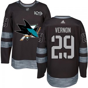 Youth San Jose Sharks Mike Vernon Black 1917-2017 100th Anniversary Jersey - Authentic