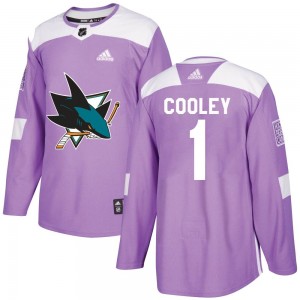 Men's Adidas San Jose Sharks Devin Cooley Purple Hockey Fights Cancer Jersey - Authentic