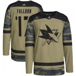 Youth Adidas San Jose Sharks Pat Falloon Camo Military Appreciation Practice Jersey - Authentic