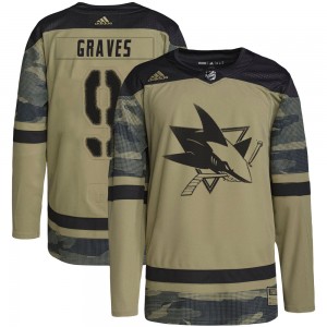 Youth Adidas San Jose Sharks Adam Graves Camo Military Appreciation Practice Jersey - Authentic