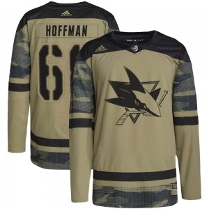Youth Adidas San Jose Sharks Mike Hoffman Camo Military Appreciation Practice Jersey - Authentic