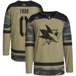 Youth Adidas San Jose Sharks Nathan Todd Camo Military Appreciation Practice Jersey - Authentic