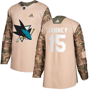 Youth Adidas San Jose Sharks Craig Janney Camo Veterans Day Practice Jersey - Authentic