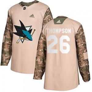 Youth Adidas San Jose Sharks Jack Thompson Camo Veterans Day Practice Jersey - Authentic