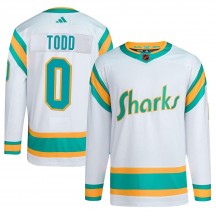Youth Adidas San Jose Sharks Nathan Todd White Reverse Retro 2.0 Jersey - Authentic