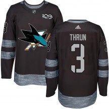 Youth San Jose Sharks Henry Thrun Black 1917-2017 100th Anniversary Jersey - Authentic